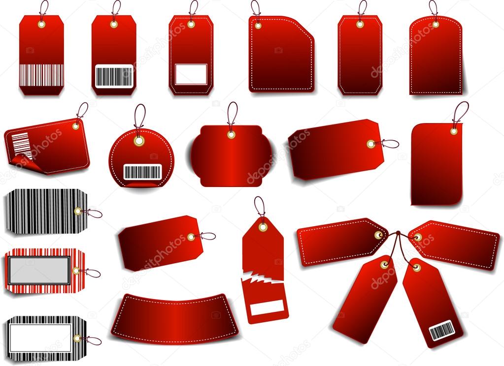 Set of price red tags