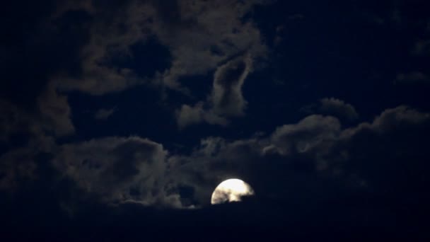 月亮在云间移动的时间 — 图库视频影像