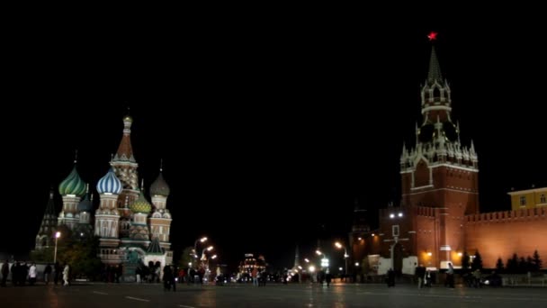 Kremlin and temple on Red square in Moscow — Stock Video