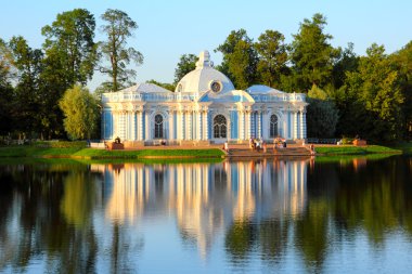 pavilion on lake in Pushkin park St. Petersburg clipart