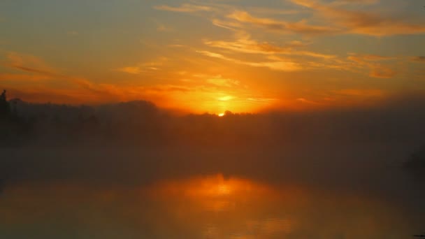 Paesaggio con alba sul fiume — Video Stock