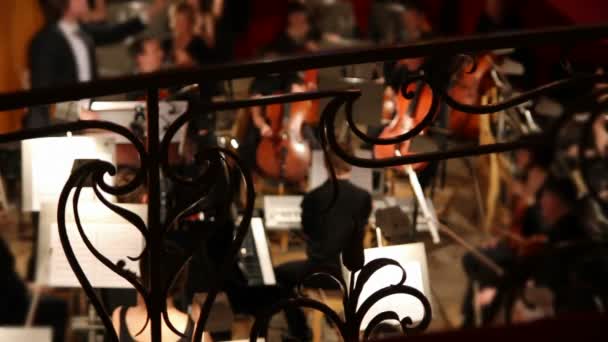 Vista sobre orquestra no teatro - timelapse — Vídeo de Stock
