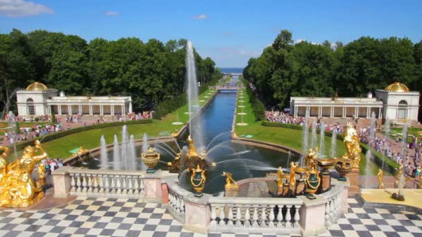 Fontaines célèbres de pétergof à Saint-Pétersbourg Russie — Video