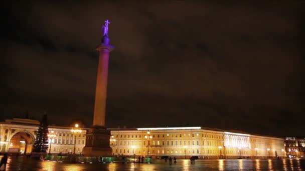 Die einsiedelei - winterpalast in st. petersburg bei nacht - zeitraffer — Stockvideo