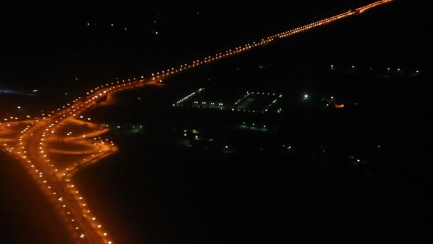 Night view on Kazan city from the height - from flying aircraft — Stock Video