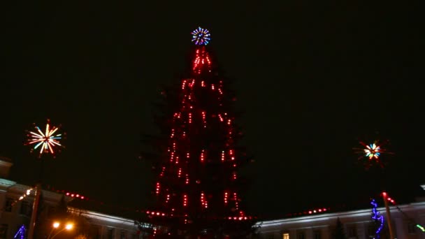 Jul granen med färgad belysning - timelapse — Stockvideo