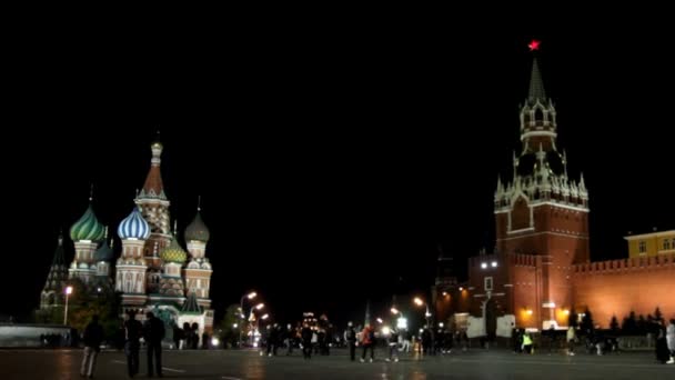 Kremlin y templo en la Plaza Roja de Moscú - timelapse — Vídeos de Stock