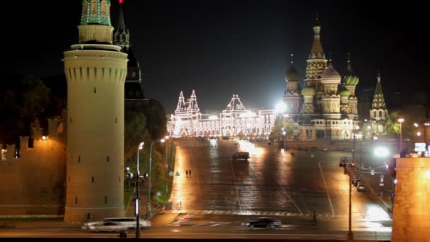 Moskevský Kreml noční krajina — Stock video