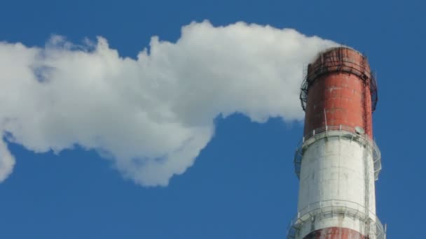 Fabrikschornstein mit Rauch unter blauem Himmel - Zeitraffer — Stockvideo