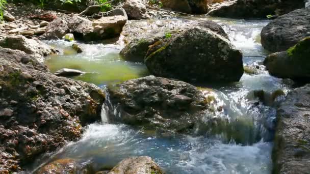 Waterfall among rocks close-up — Stock Video
