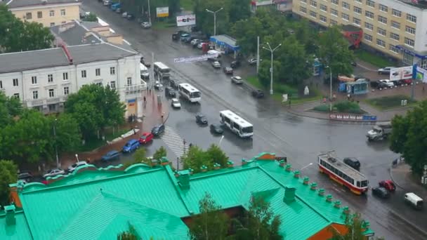 Ovanifrån på panorama över staden - ufa Ryssland timelapse — Stockvideo