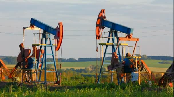 Δύο αντλίες πετρελαίου εργασίας - timelapse — Αρχείο Βίντεο