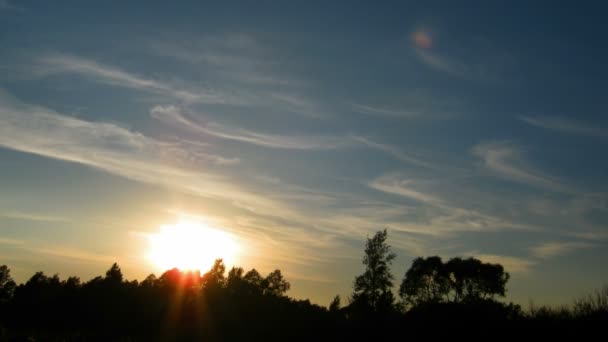 Timelapse com pôr do sol sobre a floresta — Vídeo de Stock