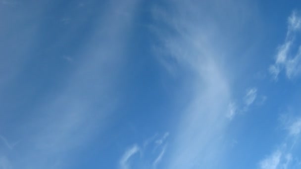 Cielo azul con fondo de nubes vellosas en movimiento — Vídeo de stock