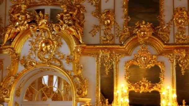 Hall palácio interior em Pushkin São Petersburgo Rússia — Vídeo de Stock