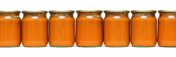 Vegetable paste in glass jars — Stock Photo, Image