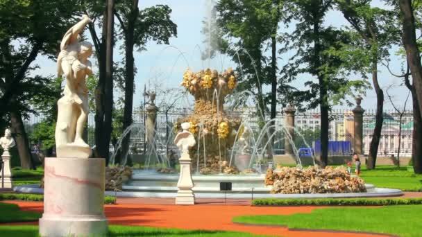 Parco giardino estivo ristrutturato a San Pietroburgo Russia — Video Stock