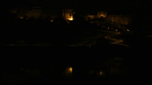 Illumunazione Fort a Jaipur di notte India - timelapse — Video Stock