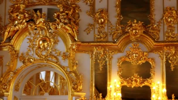 Hall palacio interior en Pushkin San Petersburgo Rusia — Vídeos de Stock