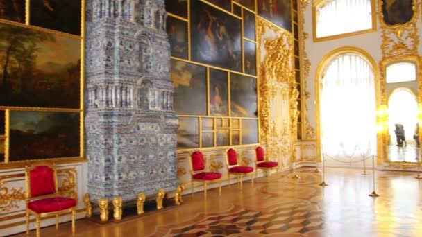 Palacio interior en Pushkin San Petersburgo Rusia — Vídeos de Stock