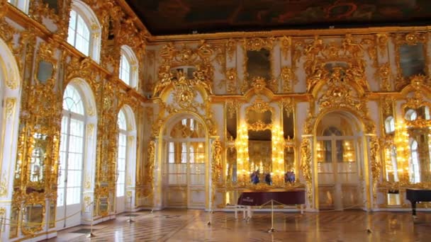 Αίθουσα εσωτερικό παλάτι στη Ρωσία Αγία Πετρούπολη Πούσκιν — Αρχείο Βίντεο