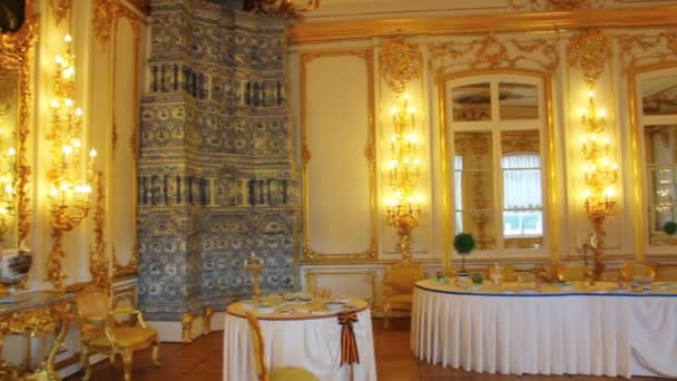 Palacio interior en Pushkin San Petersburgo Rusia — Vídeo de stock