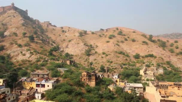 Paisaje cerca del fuerte en Jaipur India — Vídeos de Stock