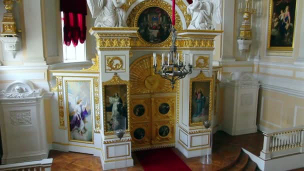 Igreja interior em Pavlovsk palácio São Petersburgo Rússia — Vídeo de Stock