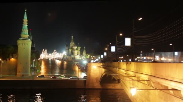 Moskevský Kreml noční krajina — Stock video