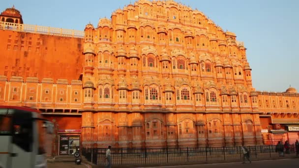 Hawa mahal - palace of winds in Jaipur India — Stock Video