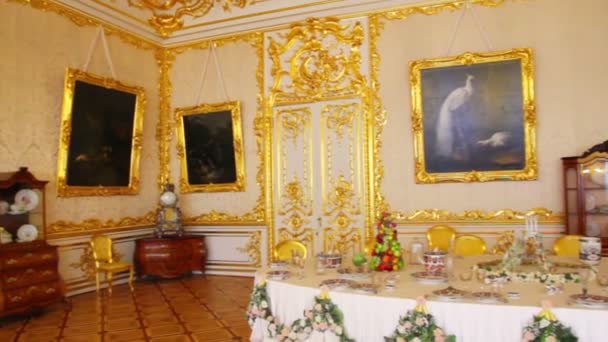 Palacio interior en Pushkin San Petersburgo Rusia — Vídeos de Stock