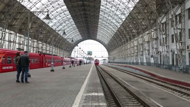 モスクワでキエフ駅に到着した列車 — ストック動画