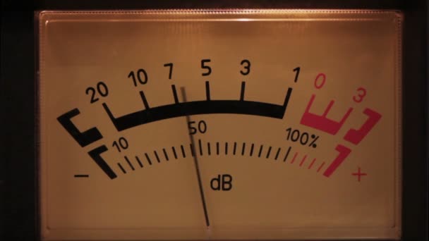 Decibel meter with backlit - part of sound equipment — Stock Video