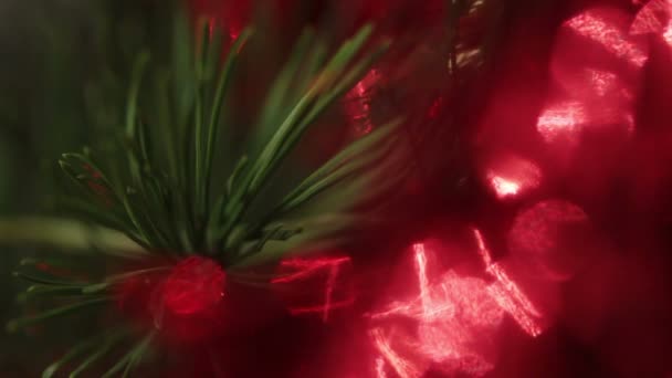 Defocused decorated christmas tree with flashing garlands — Stock Video