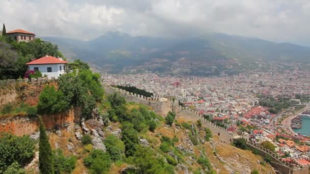 Panorama av alanya Turkiet - Visa från fästning — Stockvideo