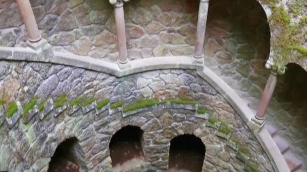 Iniciační Studna Quinta Regaleira Sintra Portugalsko Sklon Pohled — Stock video