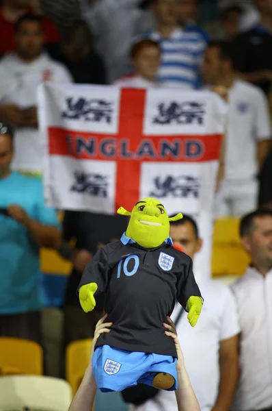 Англійські вболівальники реагує після того, як Англія бити Швеції — стокове фото