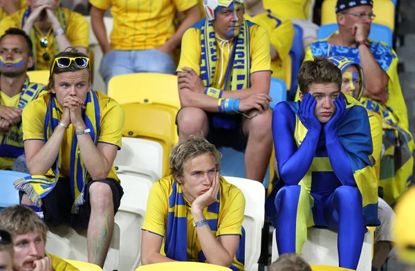 Švédské fotbalové fanoušky — Stock fotografie
