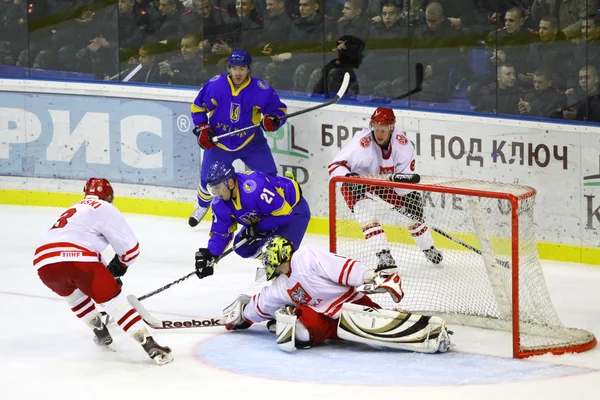 Ice-hockey game Ukraine vs Poland Stock Picture