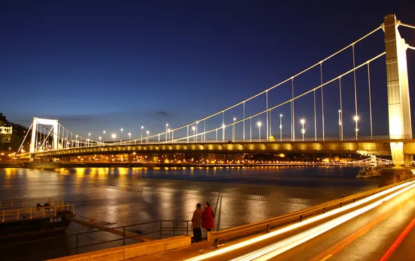 View to Elisabeth Bridge and Dunabe river at evening — Stock Photo, Image