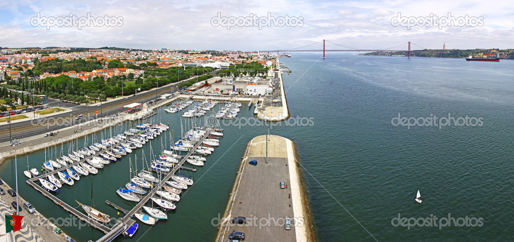 Docks on the banks of River Tagus in Lisbon, Portugal
