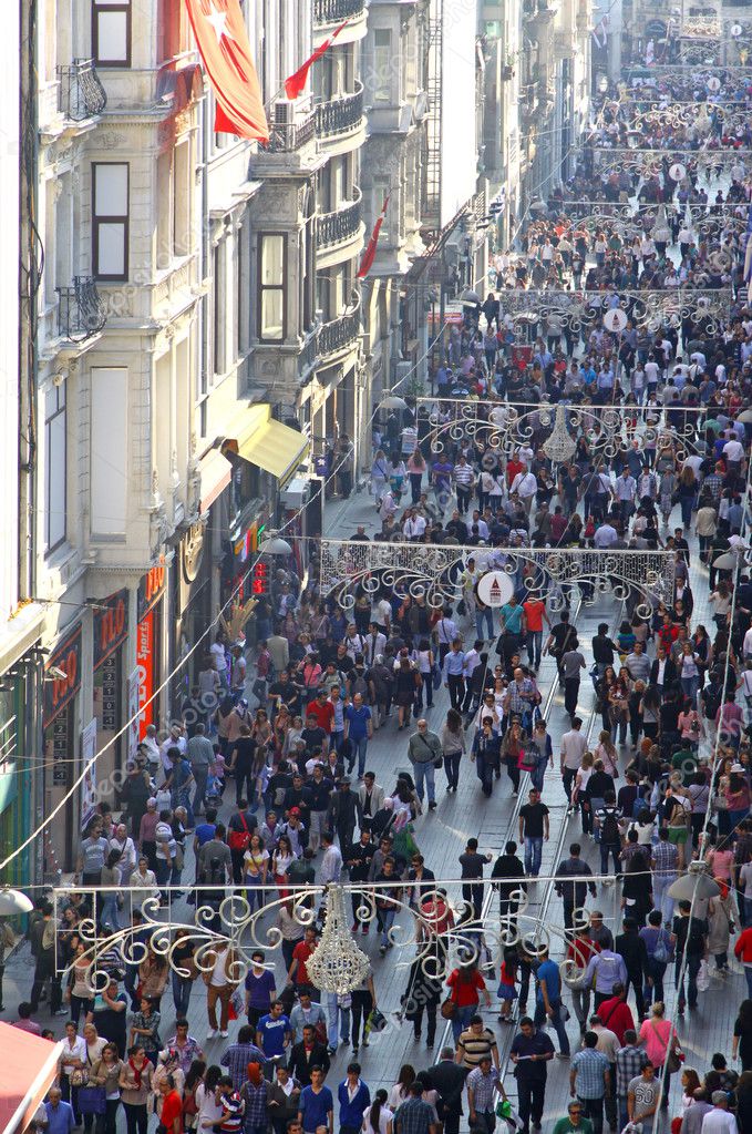 People walking on Istiklal Street in Istanbul Stock Editorial Photo