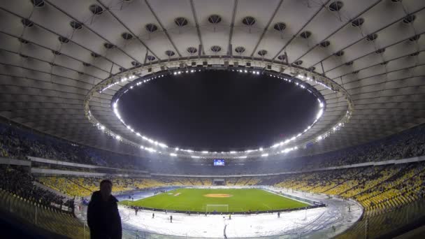 Панорамний вид на Олімпійському стадіоні у Києві, Україна (проміжок часу) — стокове відео