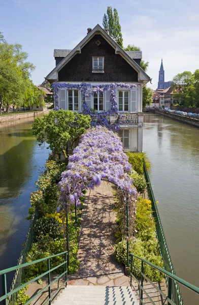 Water canals on Grand Ile island in Strasbourg, France — Stock Photo, Image