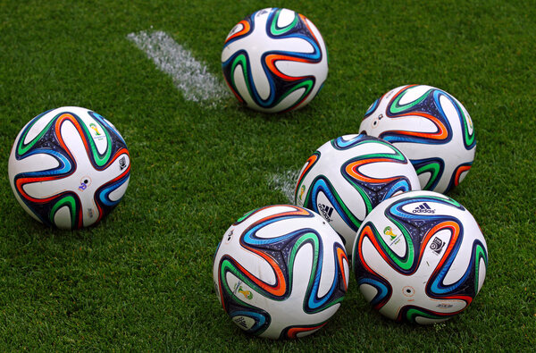 Official FIFA 2014 World Cup balls (Brazuca) Stock Photo