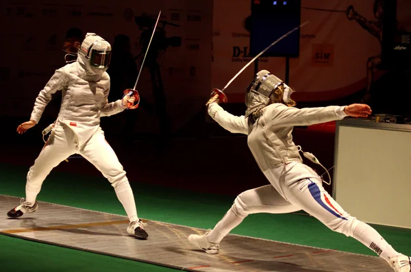 Жіноча sabre матчу чемпіонату світу з фехтування — стокове фото