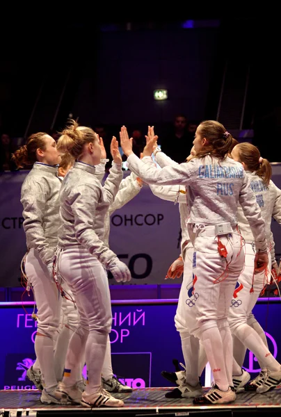 Femenino Sabre partido del Campeonato Mundial de Esgrima —  Fotos de Stock