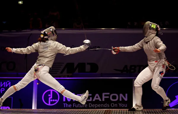 Femenino Sabre partido del Campeonato Mundial de Esgrima — Foto de Stock