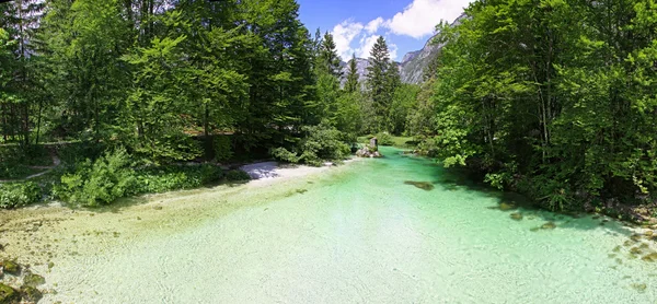 Sava bohinjka-folyón a Júliai-Alpok, Szlovénia — Stock Fotó