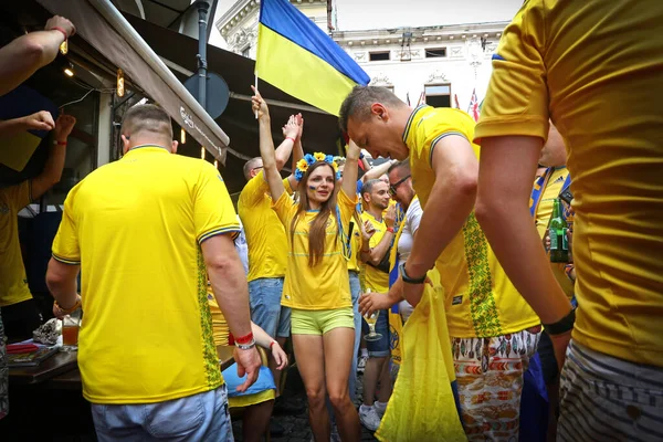 Bükreş Romania Haziran 2021 Ukraynalı Taraftarlar Bükreş Teki Uefa Euro — Stok fotoğraf